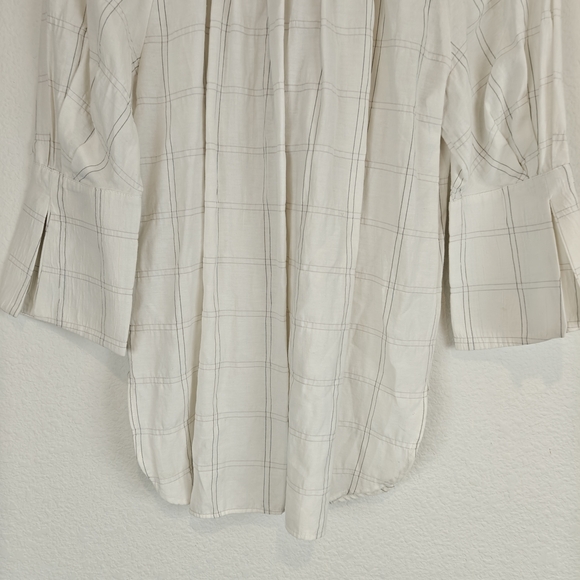 Anthropologie Textured Cotton Peasant Blouse Ivory Boho Minaminlist Relaxed Top - Picture 14 of 16